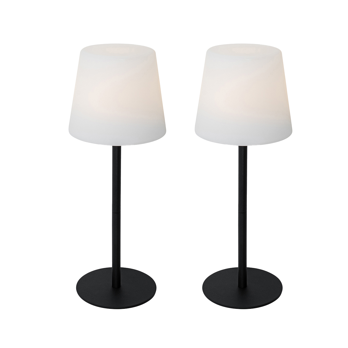 Ensemble de 2 lampes de table rechargeables noires 40 cm IP54 – Jude