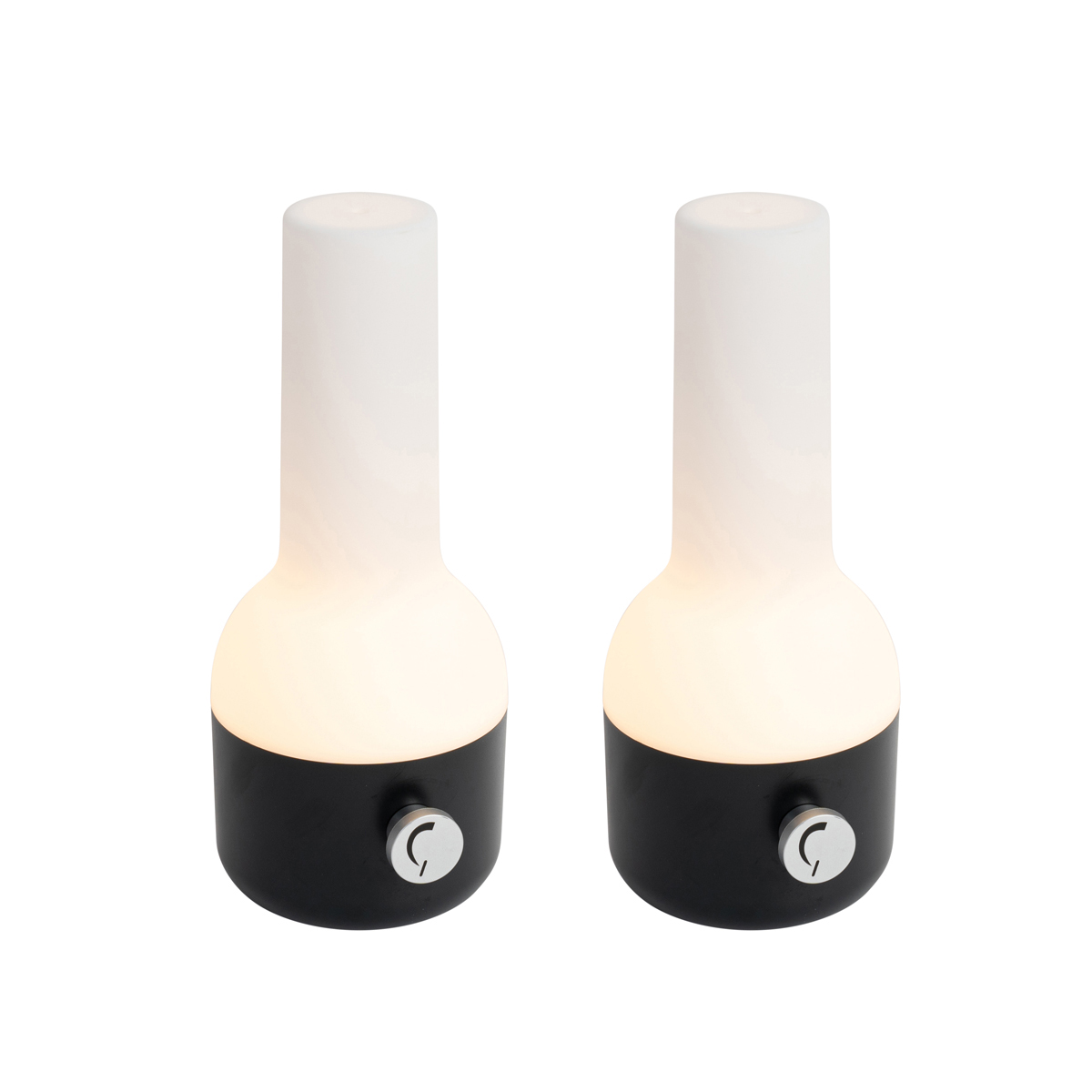 Sada 2 vonkajších stolových lámp čierna s bielou vrátane nabíjateľného LED - Haard