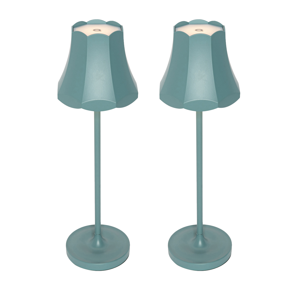 Lot de 2 lampes de table rétro bleu minéral rechargeables IP44 – Granny