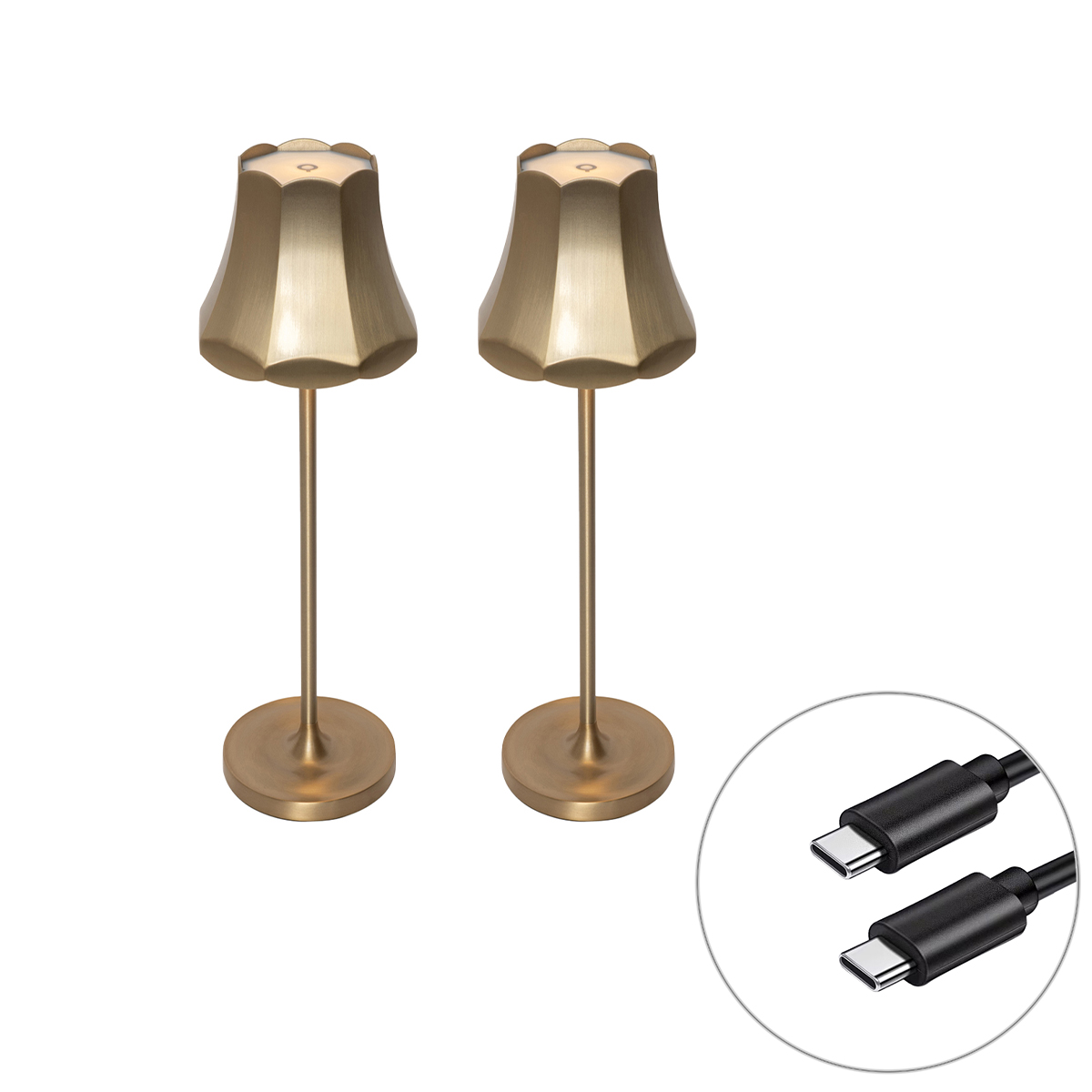 2 db Retro asztali lámpa készlet rózsaszín arany újratölthető IP44 - Granny