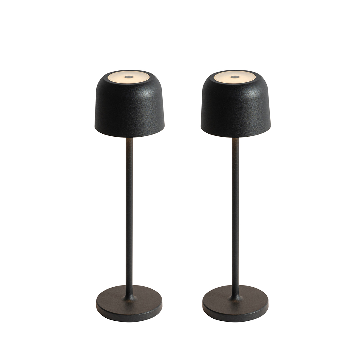 Set de 2 lampes de table champignon noires avec station de charge – Raika