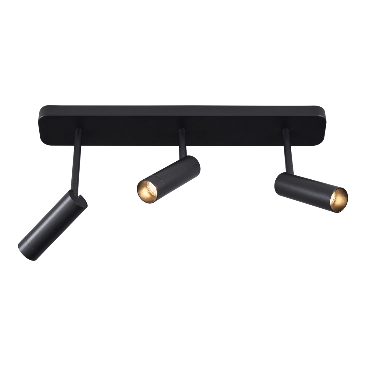 Foco de techo redondeado negro GU10 35mm 3-luces ajustable - Kate