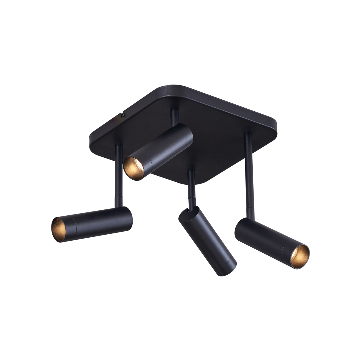 Zaoblené stropné bodové svietidlo čierne GU10 35 mm 4-svetlá otočné a naklápacie - Kate Zaoblené stropné bodové svietidlo čierne GU10 35 mm 4-svetlá otočné a naklápacie - Kate