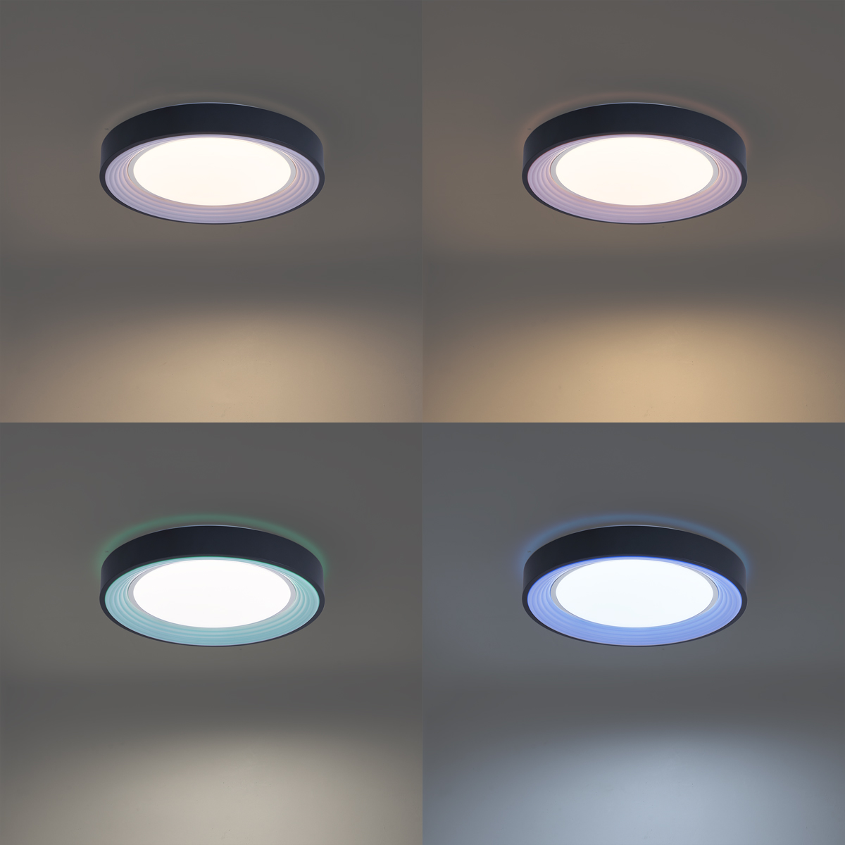 Plafonnier moderne gris avec blanc 38cm LED incluse Dimmable RGB - Kanton