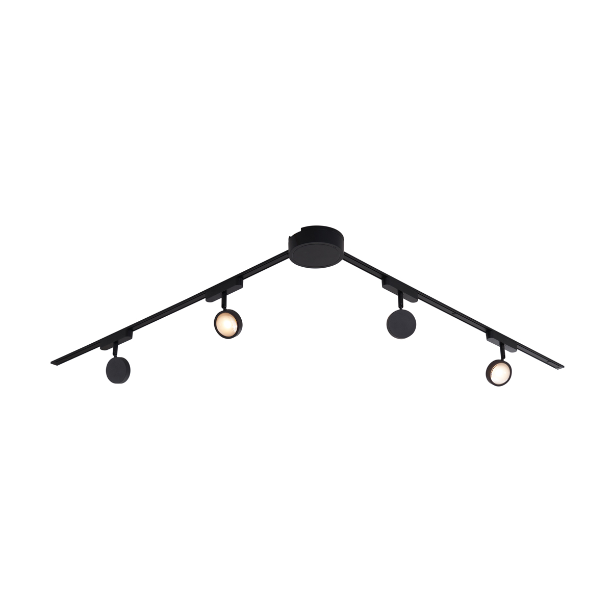 Moderný koľajnicový systém s 4 čiernymi bodovými svetlami 1-fázový - Magnetic Lance