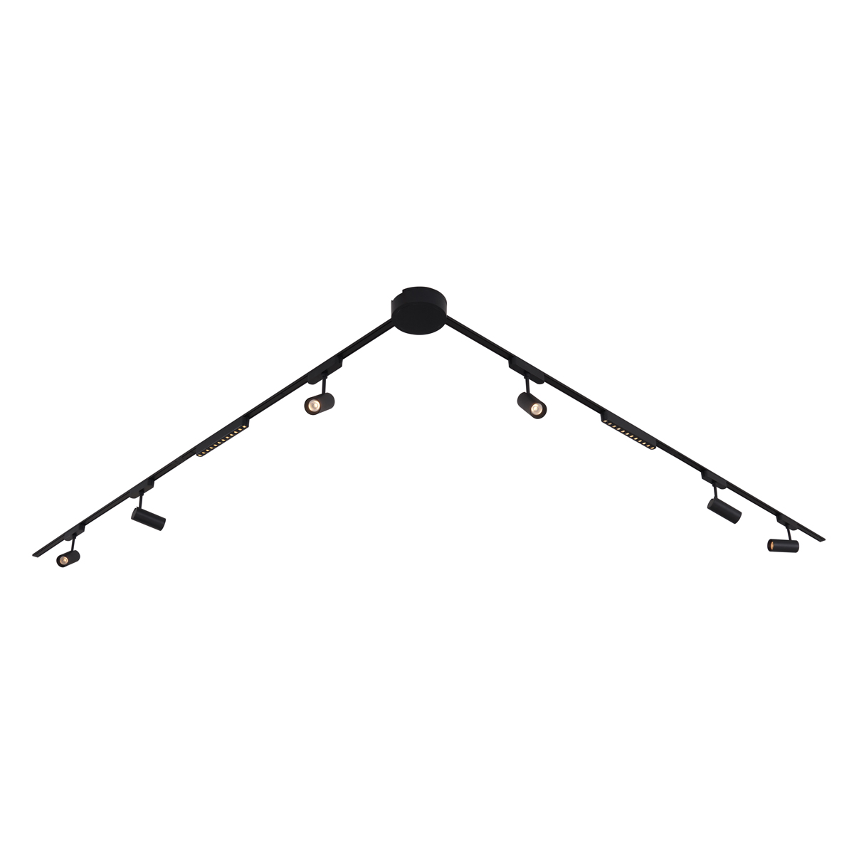 Koľajnicový systém svietidiel so 6 reflektormi a 2 stropnými svetlami, čierny, 1-fázový - Magnetic Gert Puntua