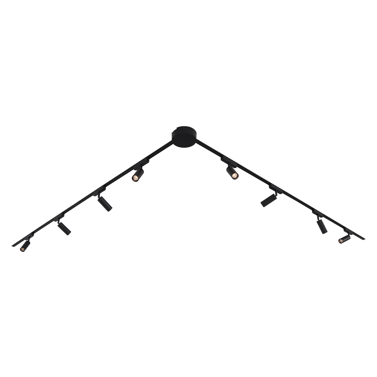 Moderný koľajnicový systém osvetlenia s 8 čiernymi bodovými svetlami 1-fázový - Magnetic Samson