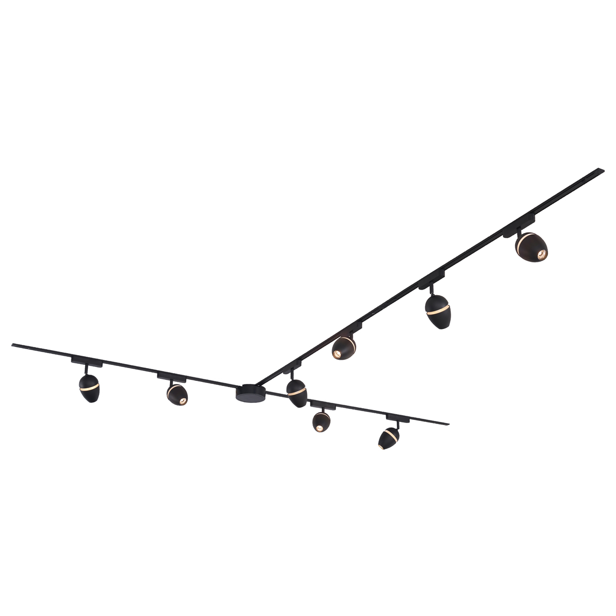 Moderný koľajnicový systém s 8 čiernymi bodovými svetlami 1-fázový - Magnetic Eggy