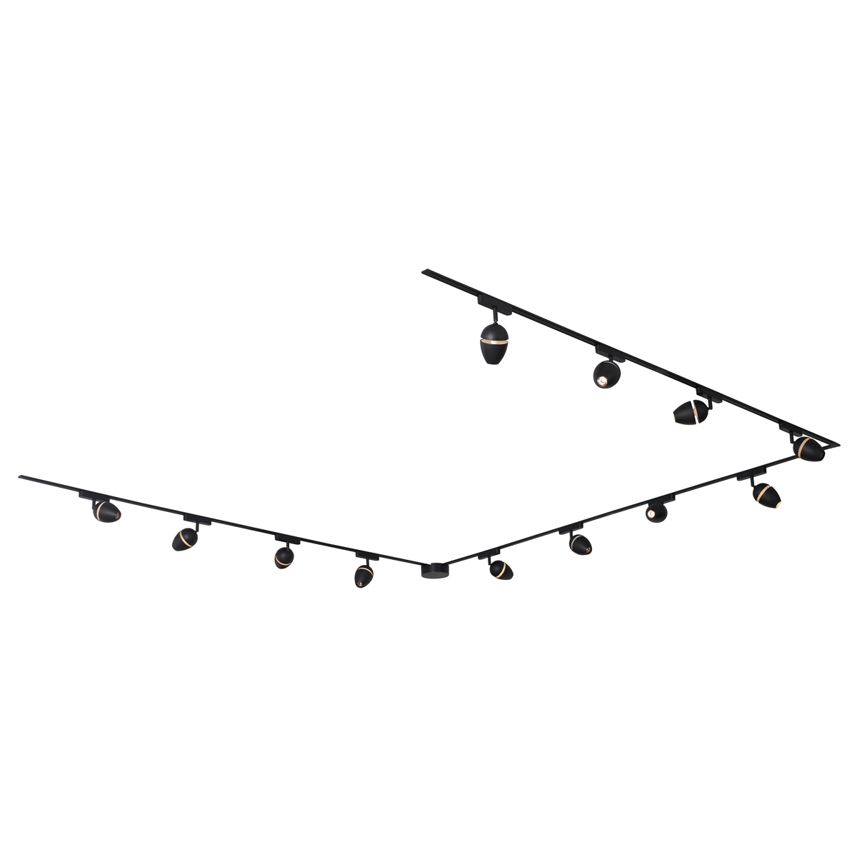 Moderný koľajnicový systém s 12 čiernymi bodovými svetlami 1-fázový - Magnetic Eggy
