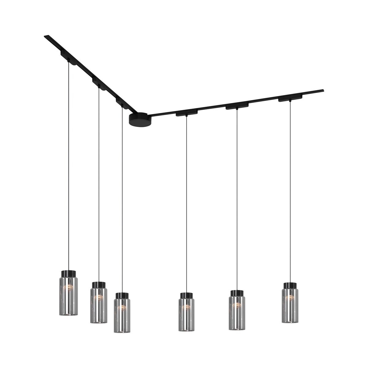 Moderný koľajnicový systém s 6 čiernymi závesnými svetlami 1-fázový - Magnetic Vance