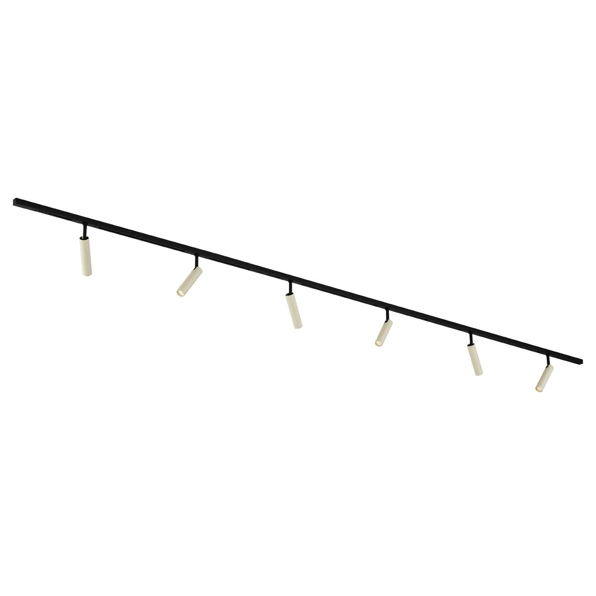 Sistema de iluminación de riel moderno con 6 focos beige y negros monofásicos - Slimline Uzzy