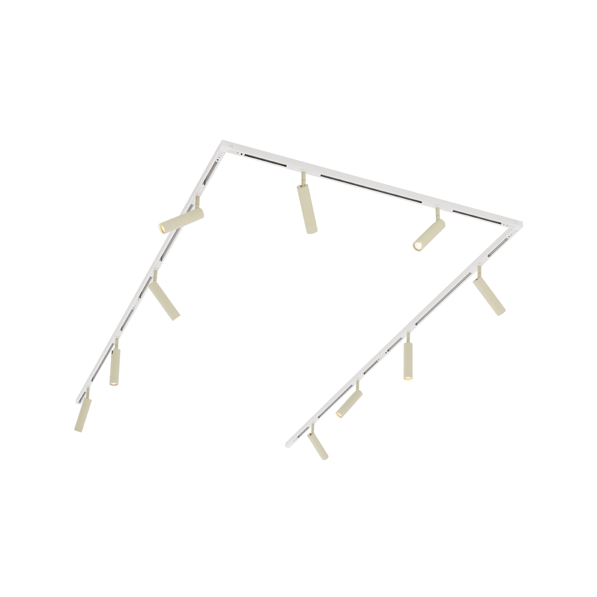 Modern sínrendszer 10 beépített spotlámpával, bézs és fehér, 1 fázisú - Slimline Uzzy