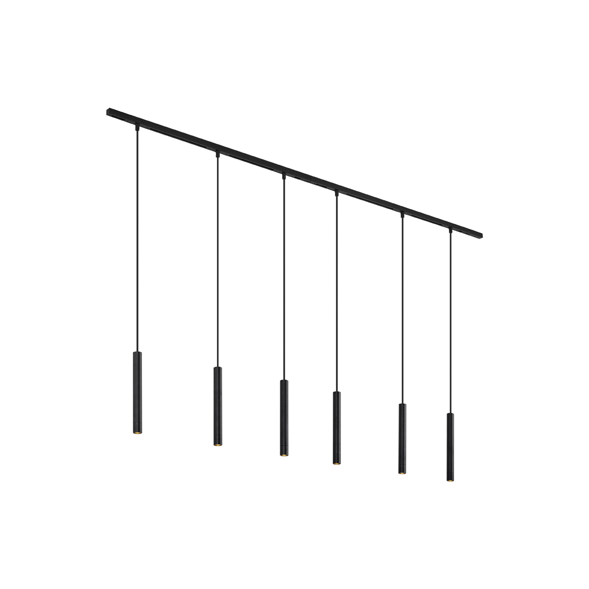 Moderný koľajnicový systém s 6 čiernymi závesnými svetlami 1-fázový - Slimline Keno