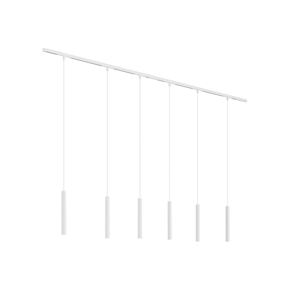 Moderný koľajnicový systém s 6 bielymi závesnými svetlami 1-fázový - Slimline Keno