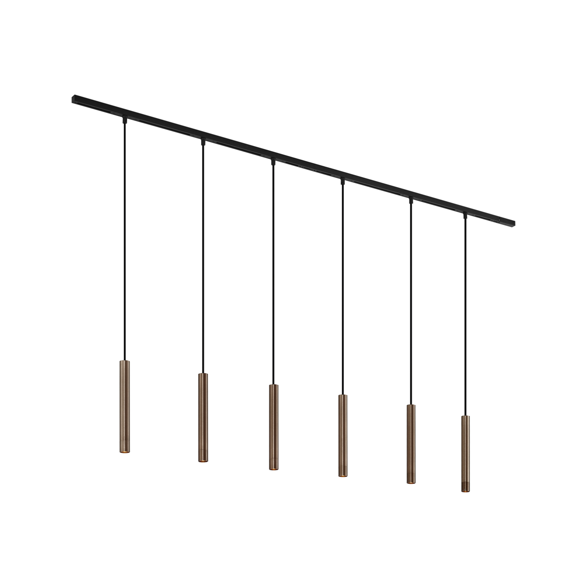 Moderný koľajnicový systém s 6 závesnými svetlami bronzový 1-fázový - Slimline Keno