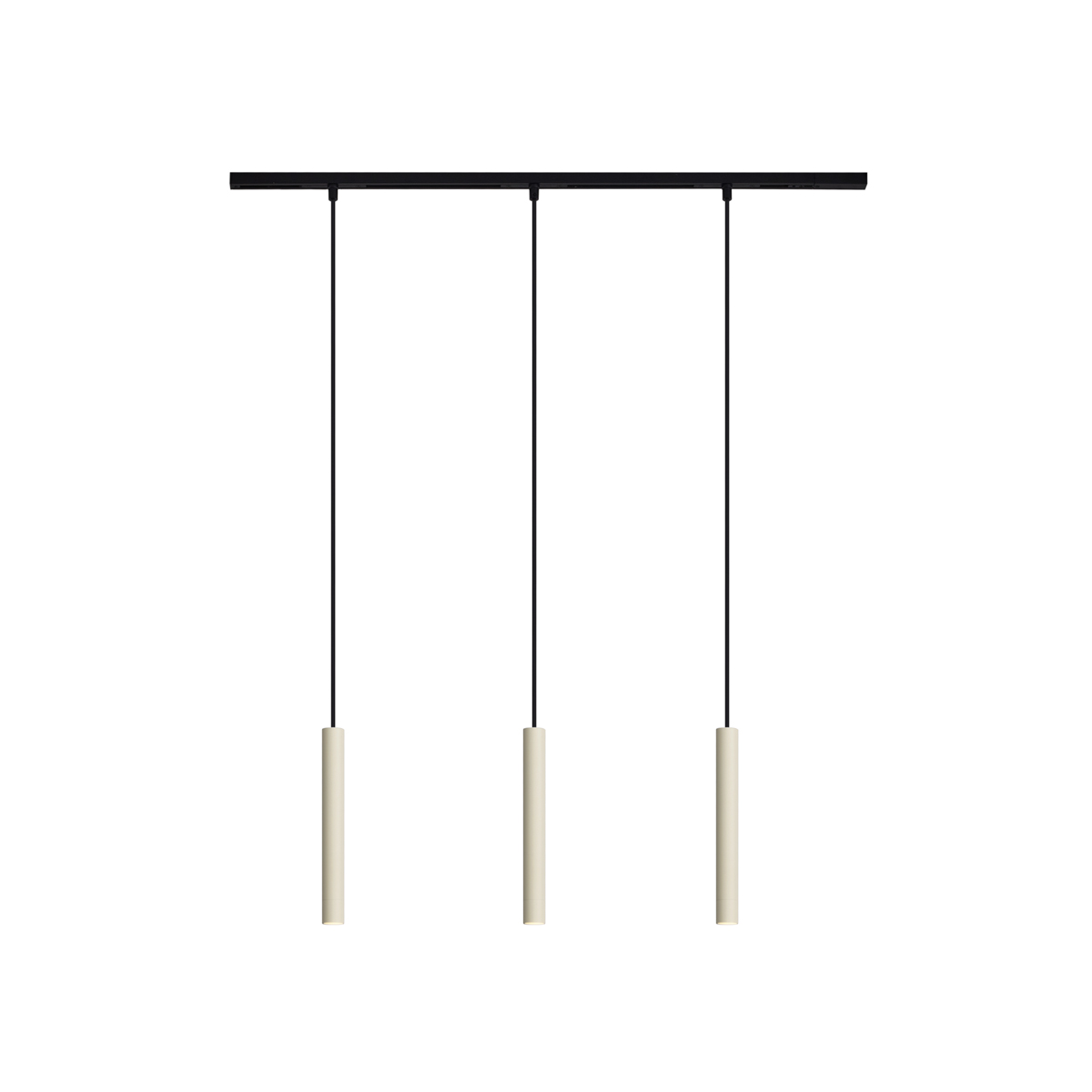 Sistema de iluminación de riel moderno con 3 luces colgantes beige con negro monofásico - Slimline Keno