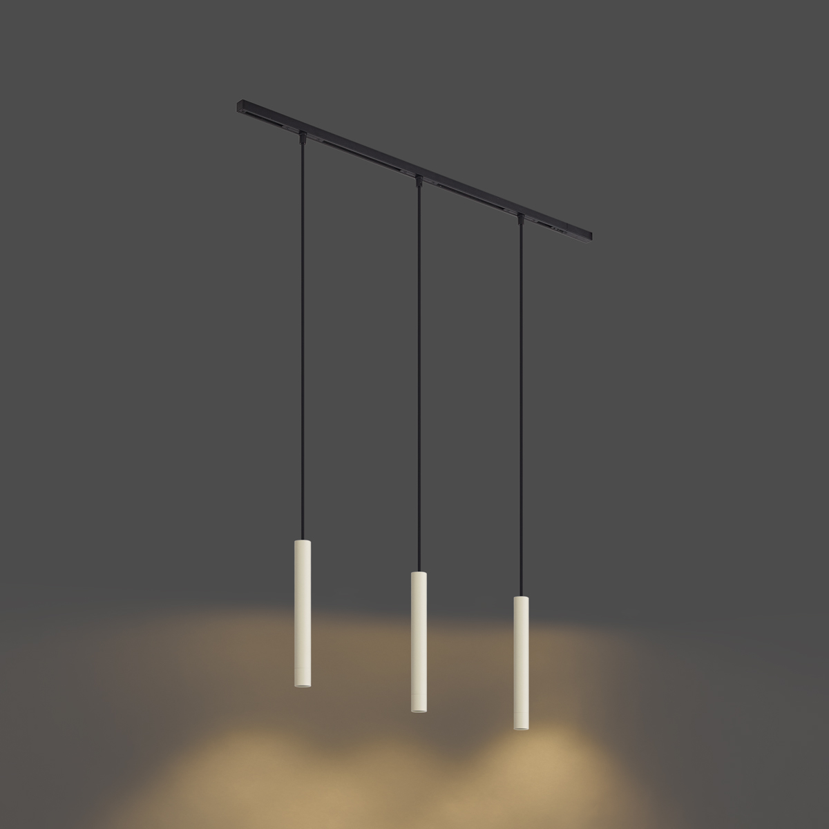 Sistema de iluminación de riel moderno con 3 luces colgantes beige con negro monofásico - Slimline Keno