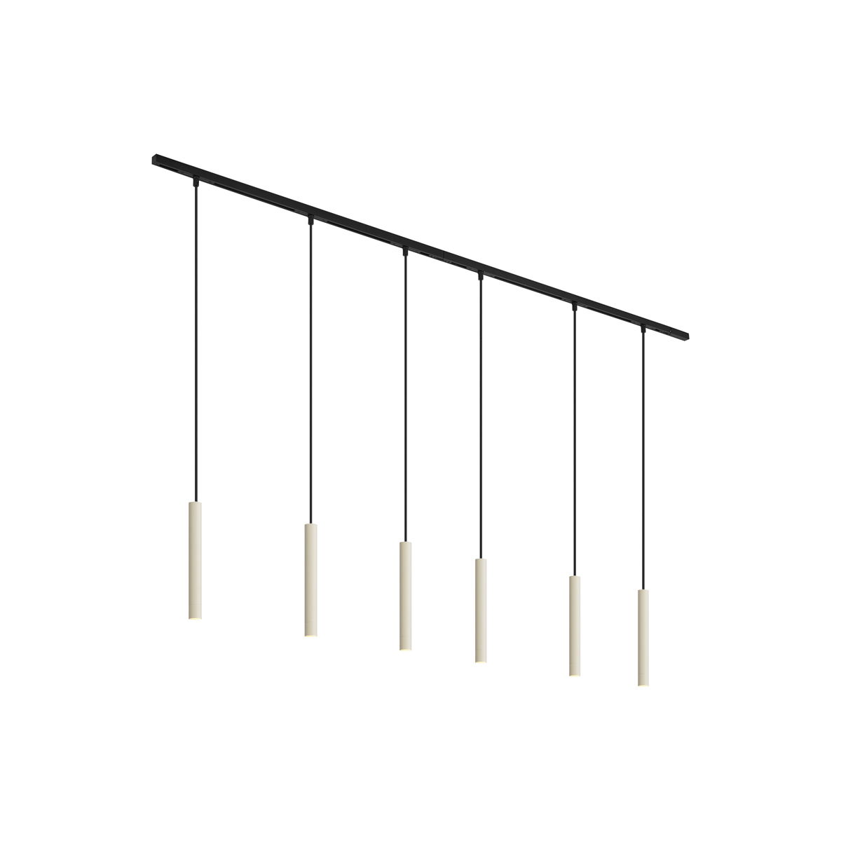 Modern sínrendszer 6 függőlámpa beépítéssel bézs és fekete színben 1 fázisú - Slimline Keno