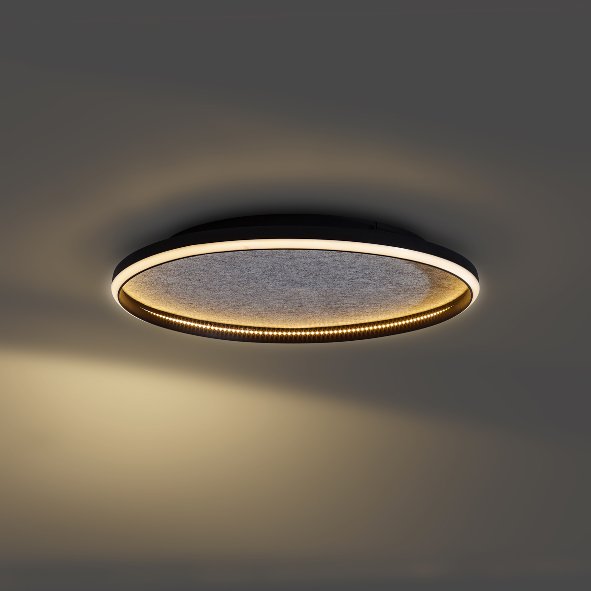 Plafón de diseño negro con fieltro con LED regulable en 3 pasos - Xavi Felt