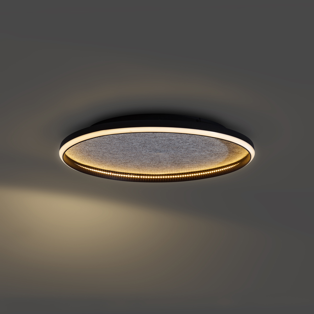 Plafón de diseño negro con fieltro con LED regulable en 3 pasos - Xavi Felt