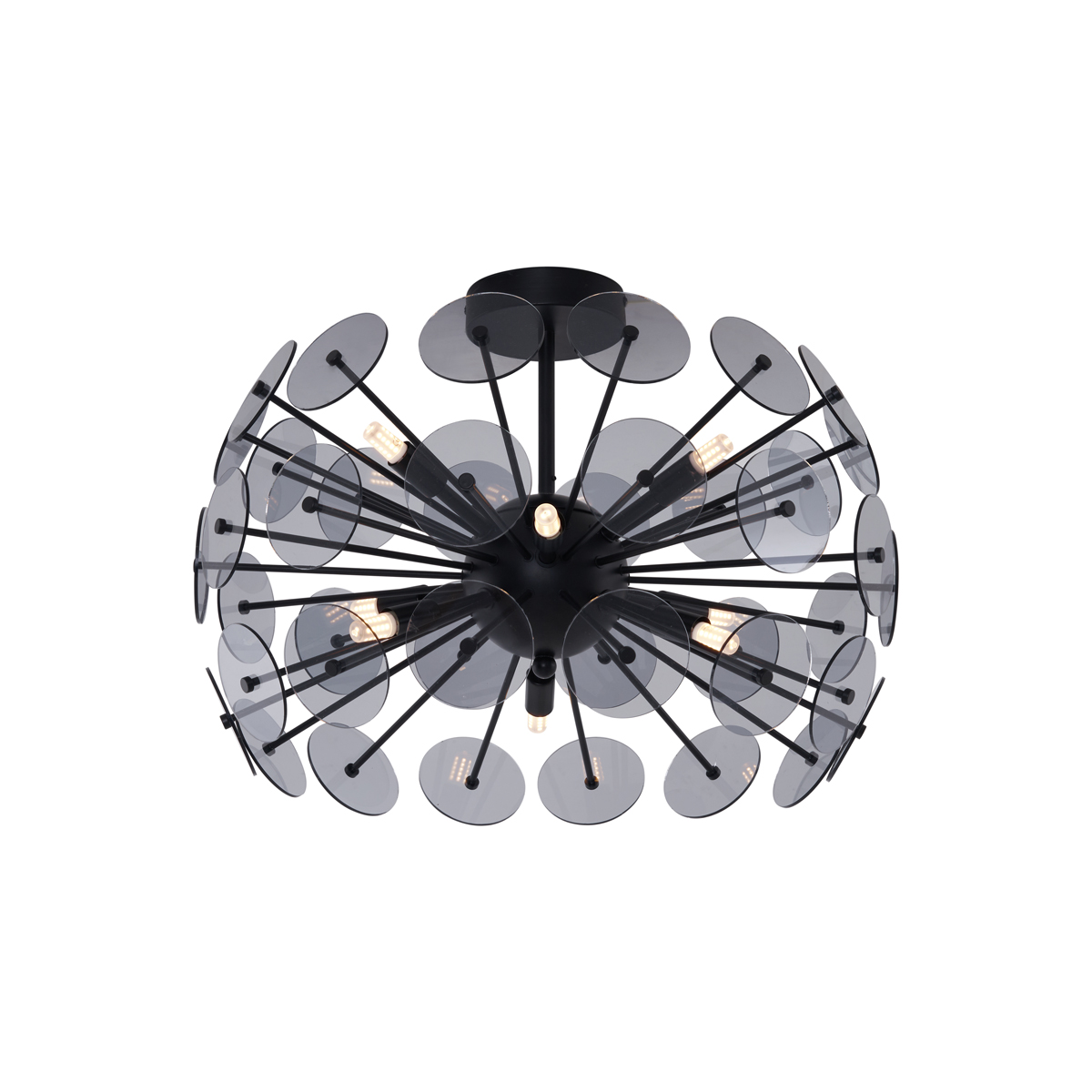 Art Deco stropné svietidlo čierne s dymovým sklom - Atomic