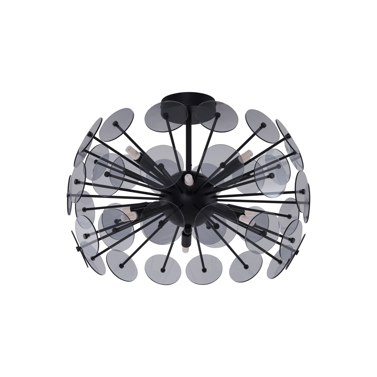 Lámpara de techo Art Déco negra con cristal ahumado - Atomic