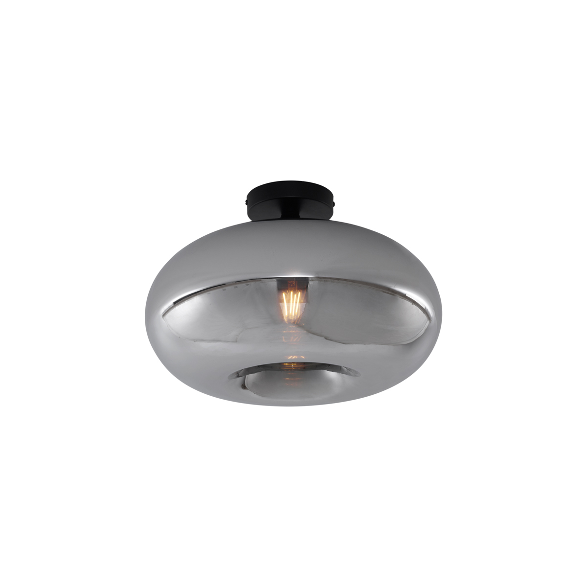 Art Deco stropné svietidlo čierne s dymovým sklom 40 cm - Busa