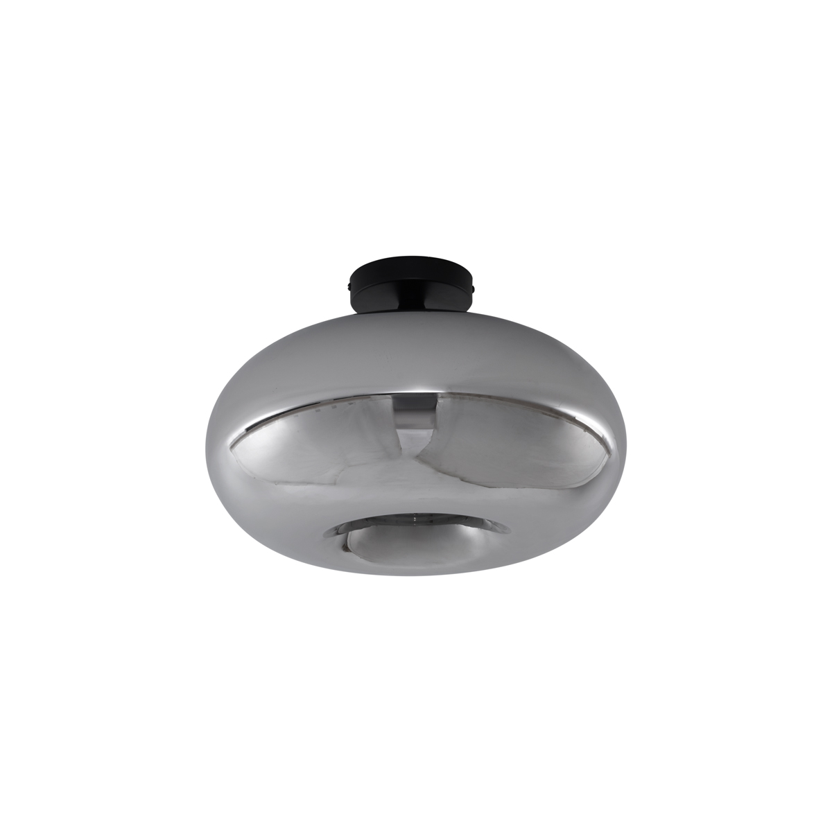 Lámpara de techo Art Déco negra con cristal ahumado 40 cm - Busa