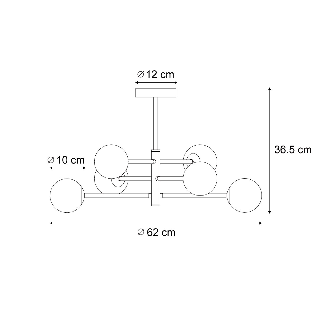 Modern Ceiling Lamp Brass with Amber Glass 6-Lights - Ryan