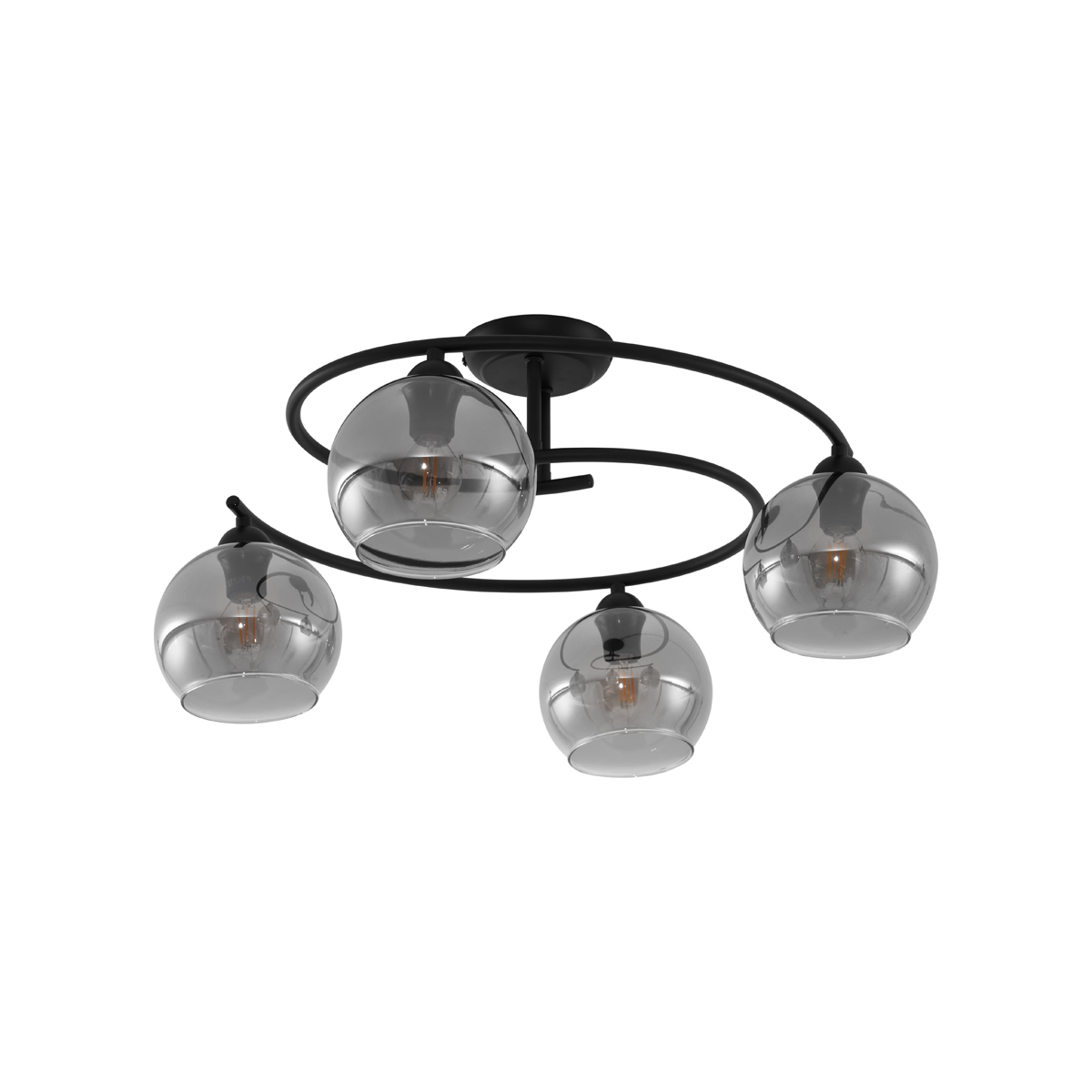 Lámpara de techo moderna negra con cristal ahumado 4 luces - Alanis