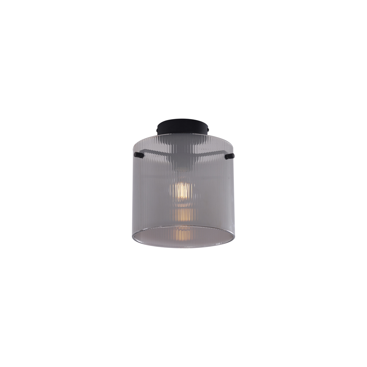 Art Deco stropné svietidlo čierne s dymovým sklom - Laura