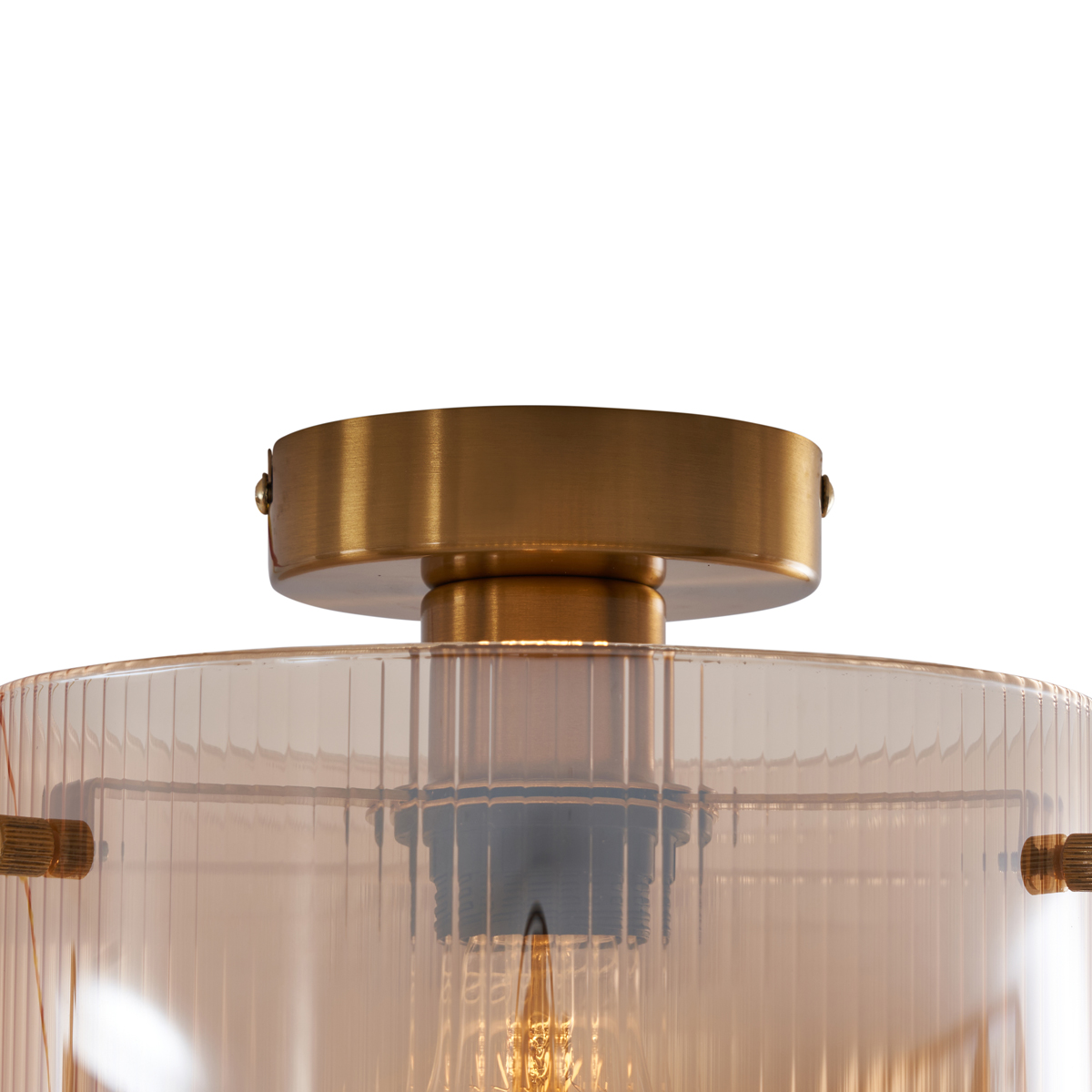 Lámpara de techo Art Déco de latón con cristal ámbar - Laura