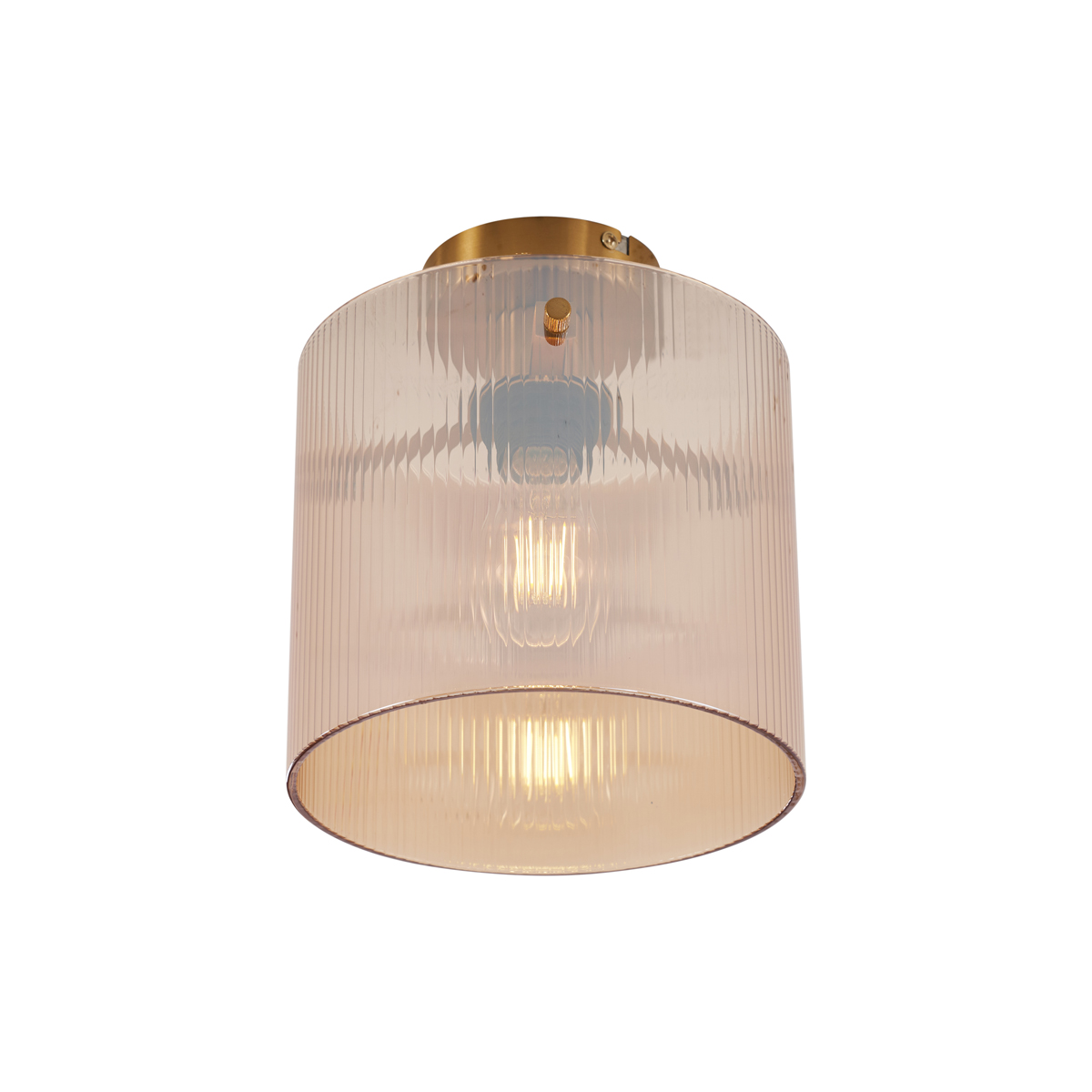 Lámpara de techo Art Déco de latón con cristal ámbar - Laura
