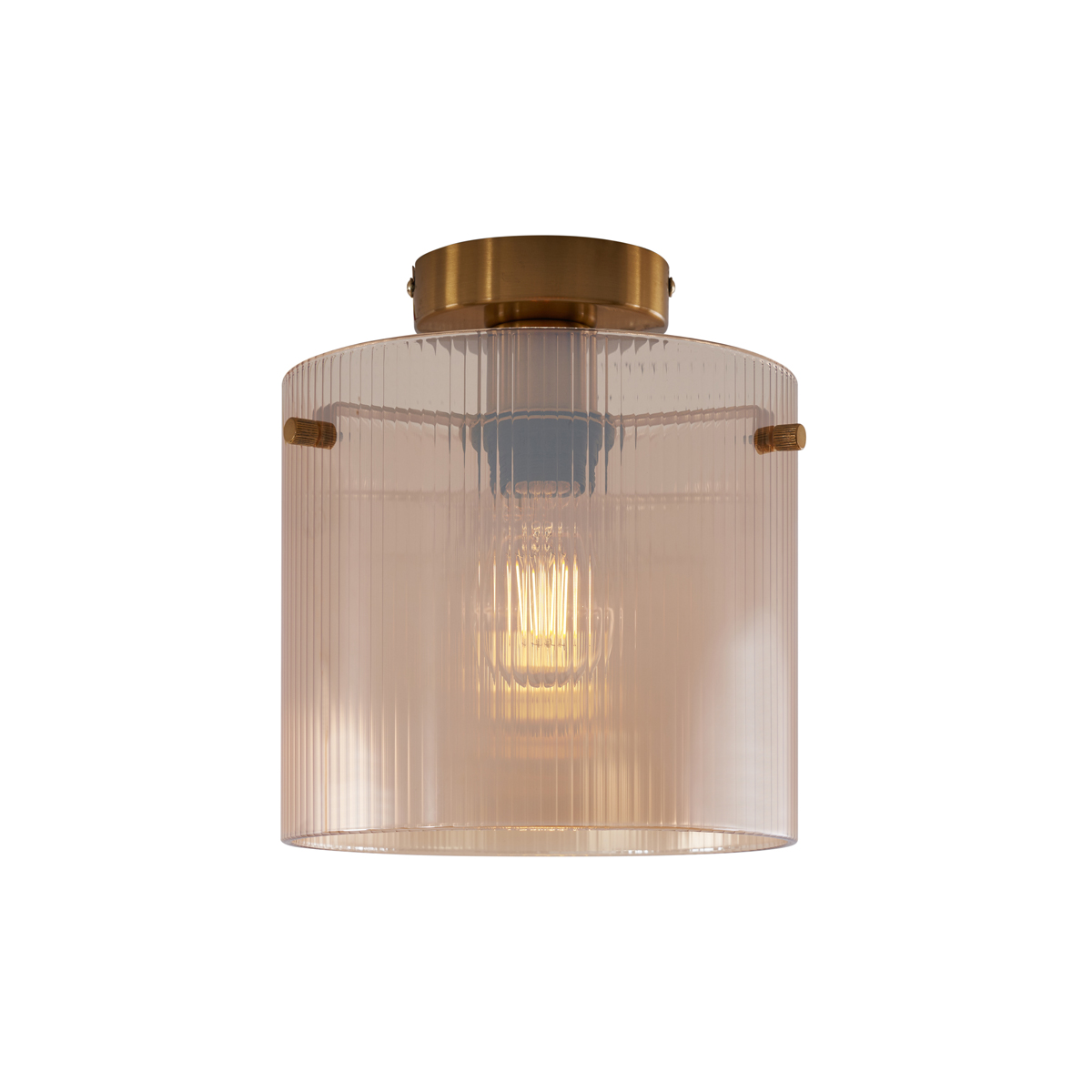 Lámpara de techo Art Déco de latón con cristal ámbar - Laura