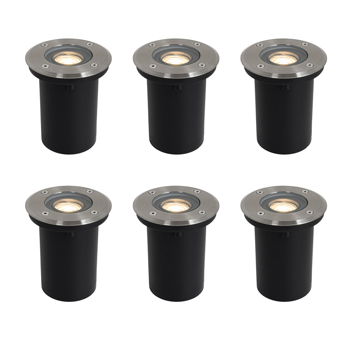 Sada 6 moderných vonkajších zemných bodových svetiel oceľ 35 mm nastaviteľné IP65 - Delux