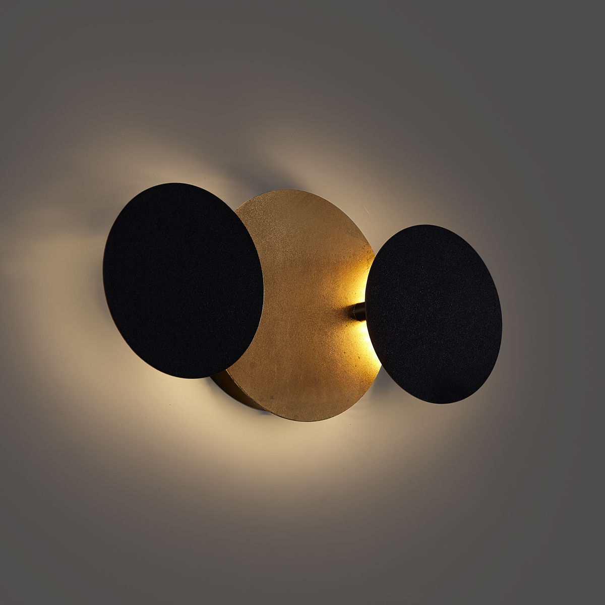 Lampada da parete moderna nera con oro incl. LED dimmerabile a 3 livelli 3 luci - Sunrise 3