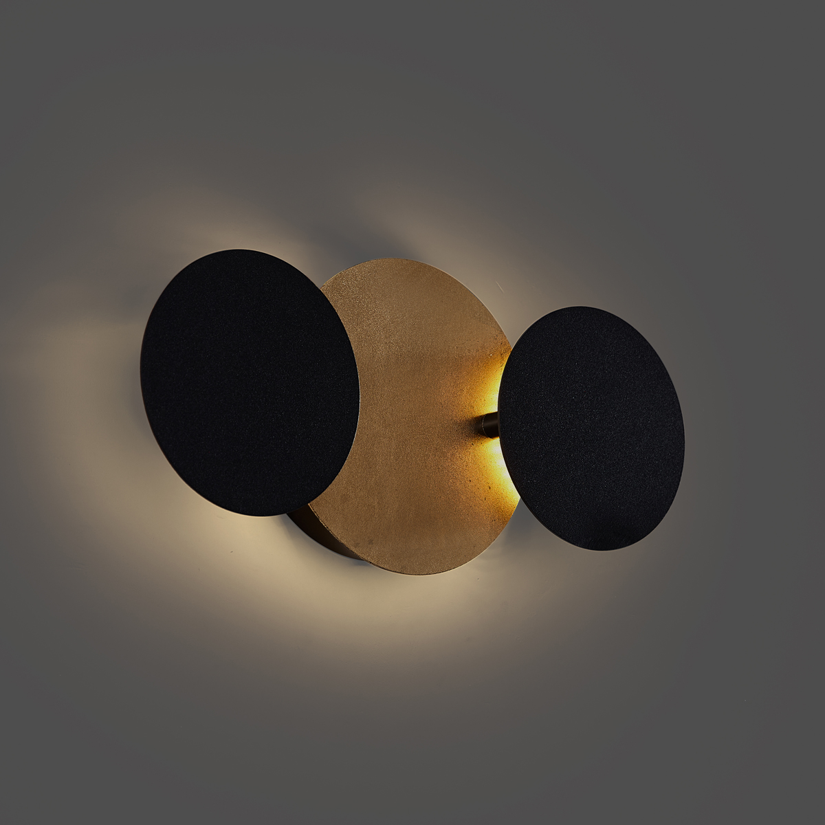 Lampada da parete moderna nera con oro incl. LED dimmerabile a 3 livelli 3 luci - Sunrise 3