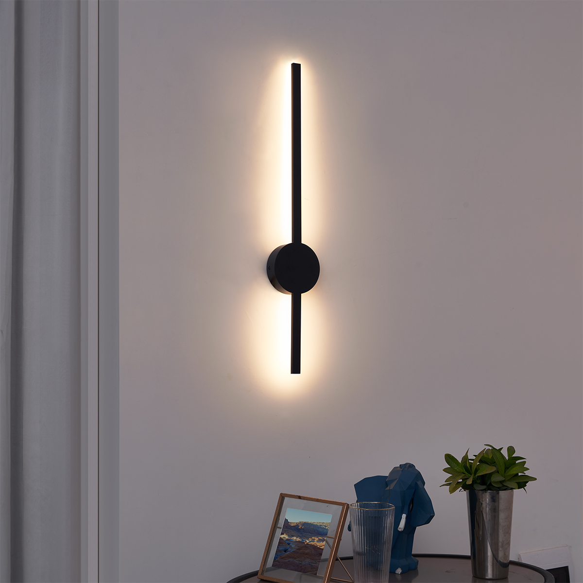 Modern fekete fali lámpa 60 cm LED-del, szabályozható - Clockwise