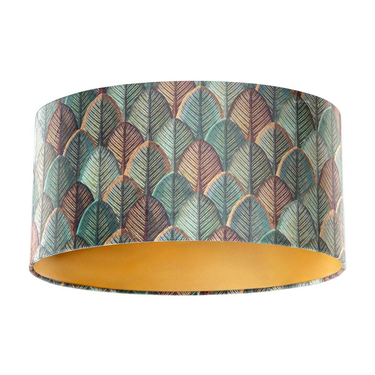 Zamatový tienidlo na lampu s dizajnom listov a zlatým vnútorným oválom 50/33/25