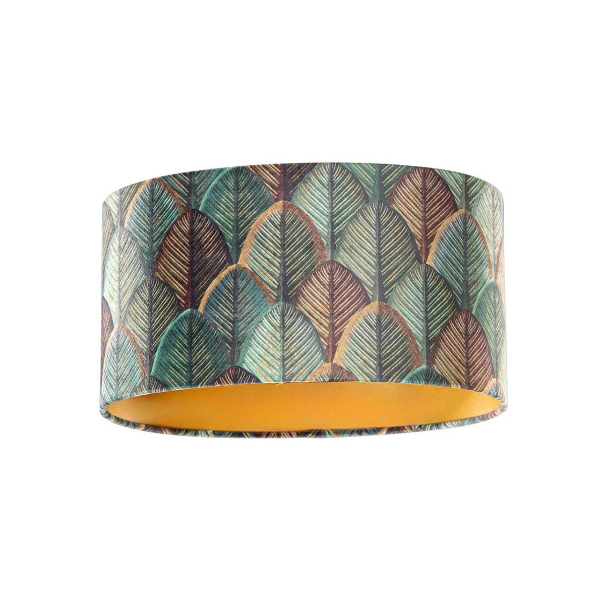 Zamatový tienidlo na lampu s dizajnom listov a zlatým vnútorným oválom 35/23/18