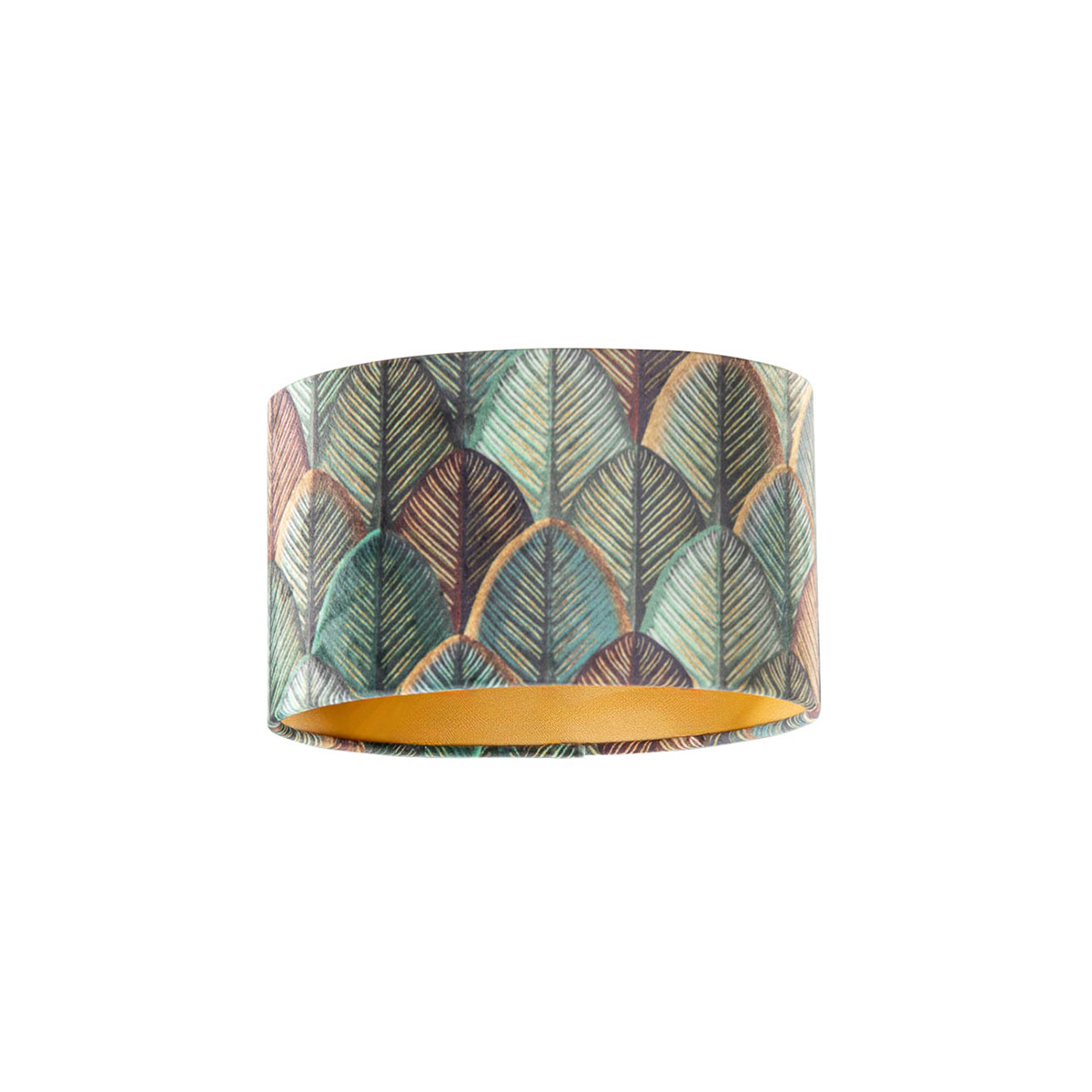 Zamatový tienidlo na lampu s dizajnom listov a zlatým vnútorným oválom 25/16/15