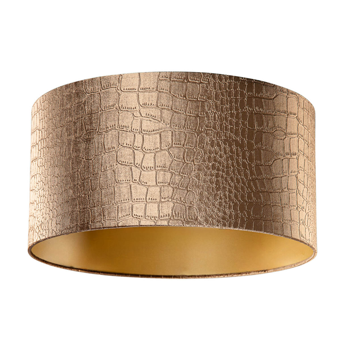 Zamatový tienidlo na lampu s dizajnom krokodíla a zlatým vnútorným povrchom 50/50/25