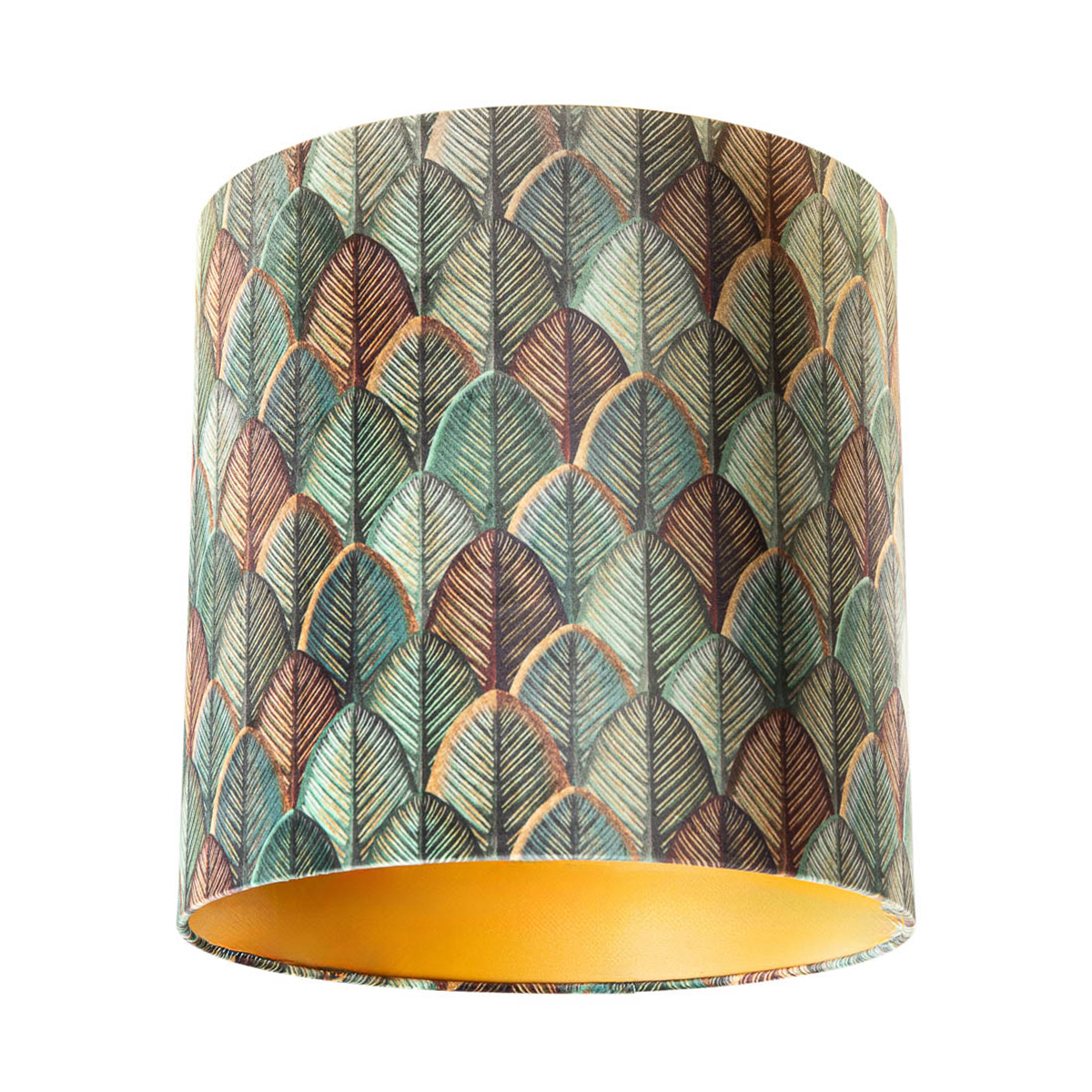 Zamatový tienidlo na lampu s dizajnom listov a zlatým vnútorným povrchom 40/40/40