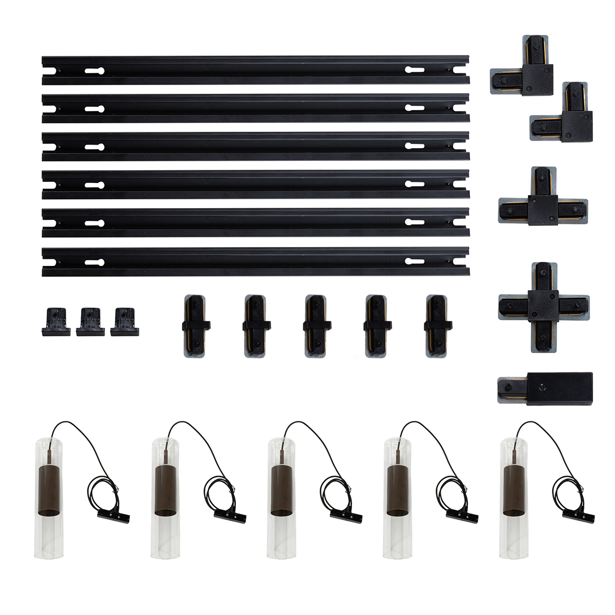 Sistema de iluminación de riel moderno con 5 luces colgantes bronce oscuro monofásico - Iconic Lloyd