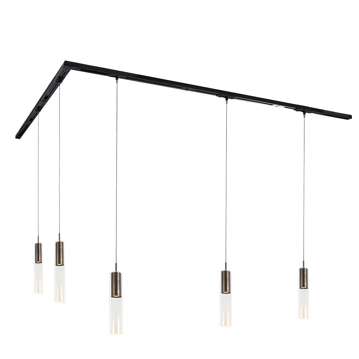Sistema de iluminación de riel moderno con 5 luces colgantes bronce oscuro monofásico - Iconic Lloyd