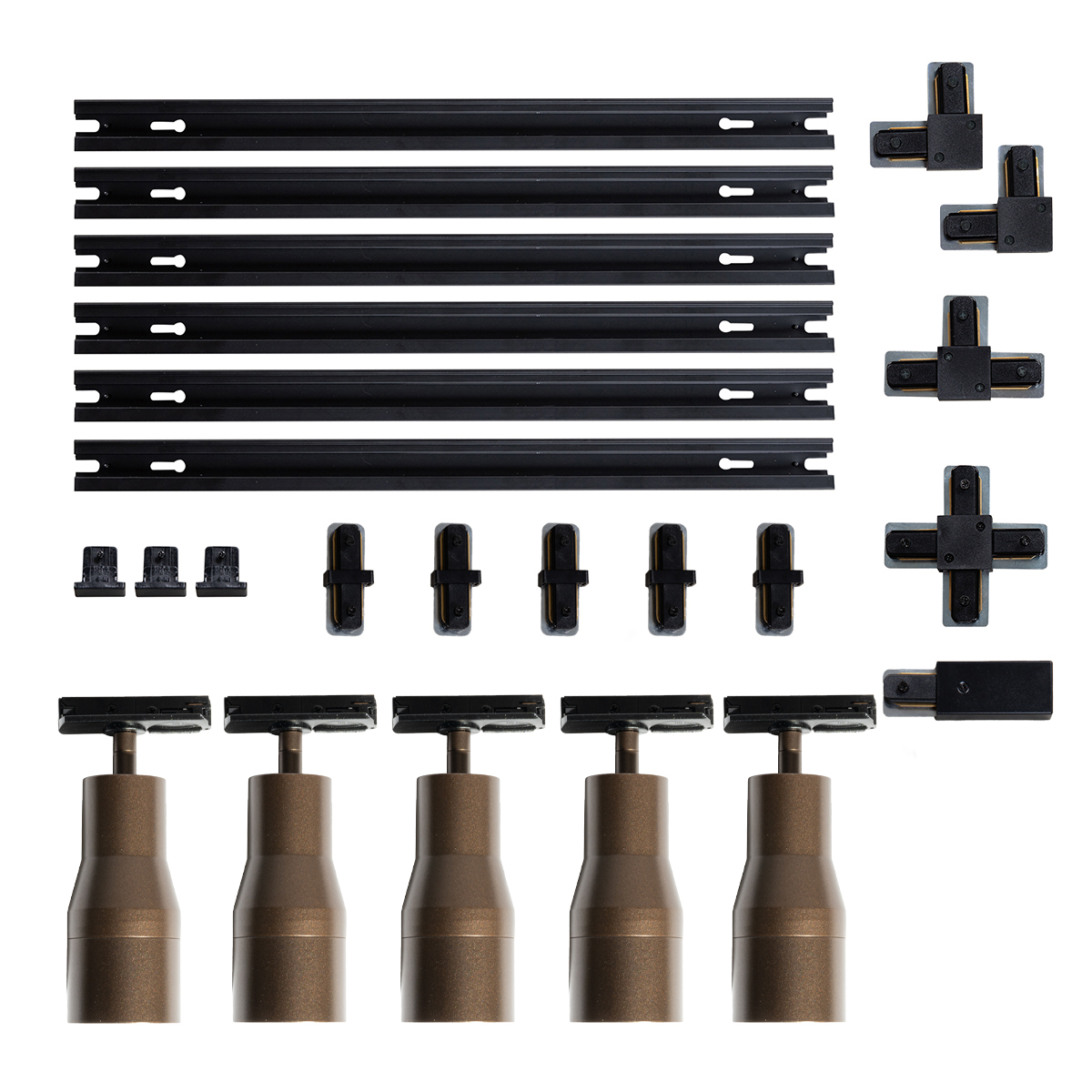 Modern Track Lighting System with 5 Spotlights Dark Bronze - Iconic Kohua