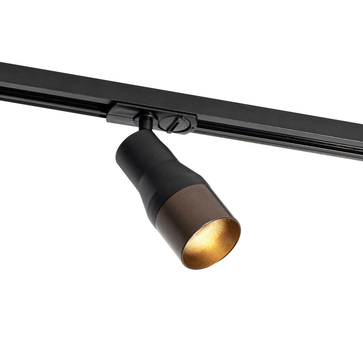 Modern Track Lighting System with 5 Spotlights Black with Dark Bronze 1-Phase - Iconic Kohua