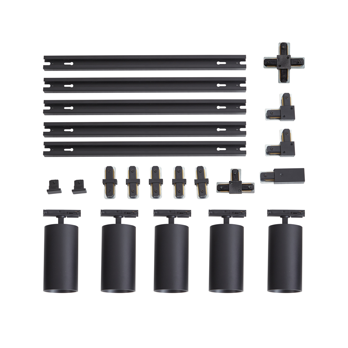 Sistema de iluminación de riel moderno con 5 focos negro 1-Fase - Iconic Mark
