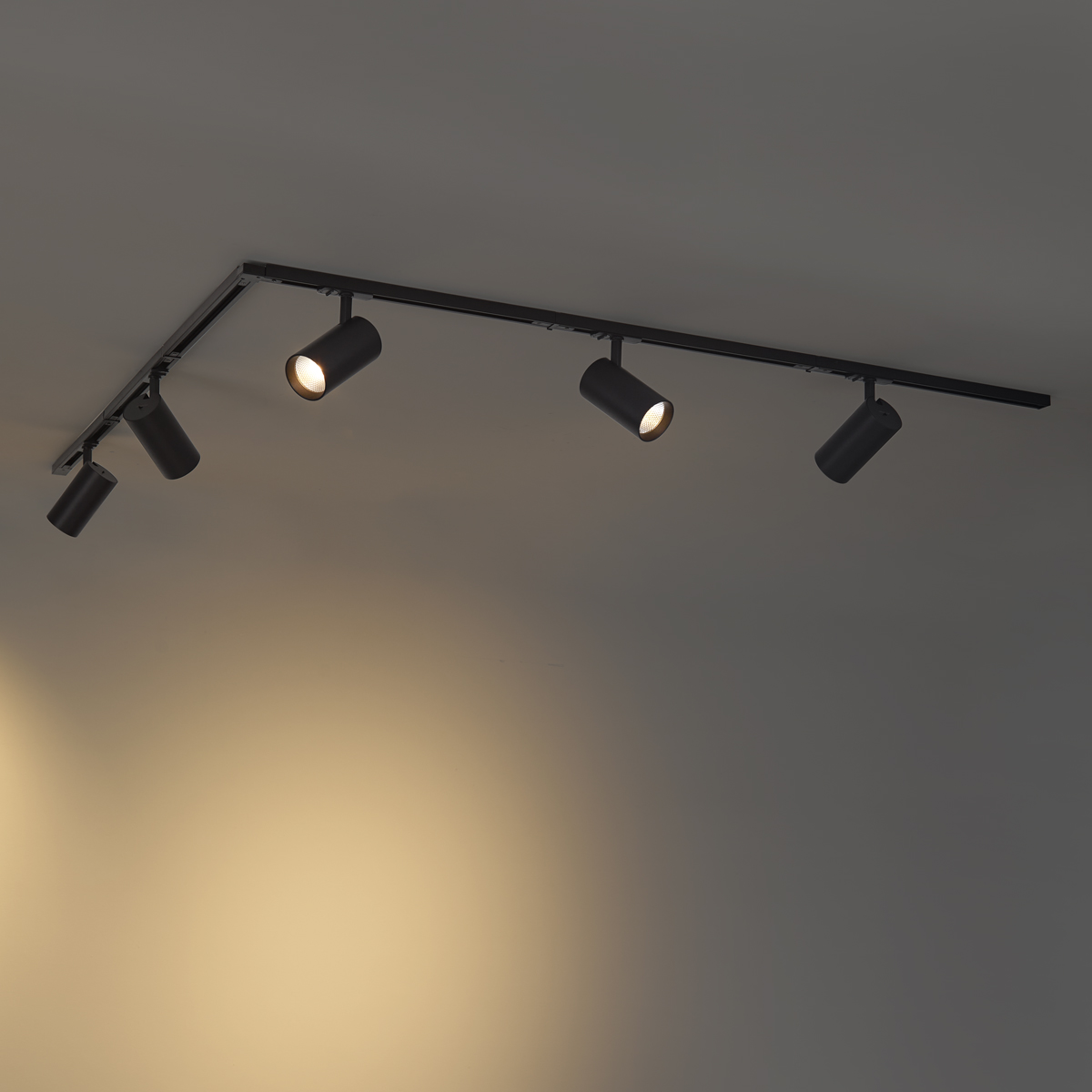 Sistema de iluminación de riel moderno con 5 focos negro 1-Fase - Iconic Mark