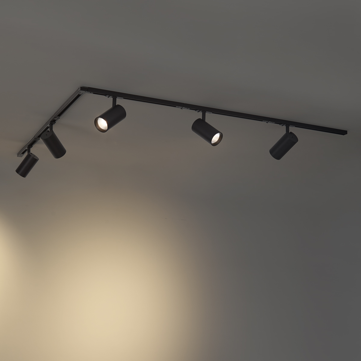 Sistema de iluminación de riel moderno con 5 focos negro 1-Fase - Iconic Mark